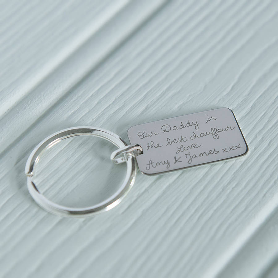 personalised sterling silver dog tag key ring by merci maman