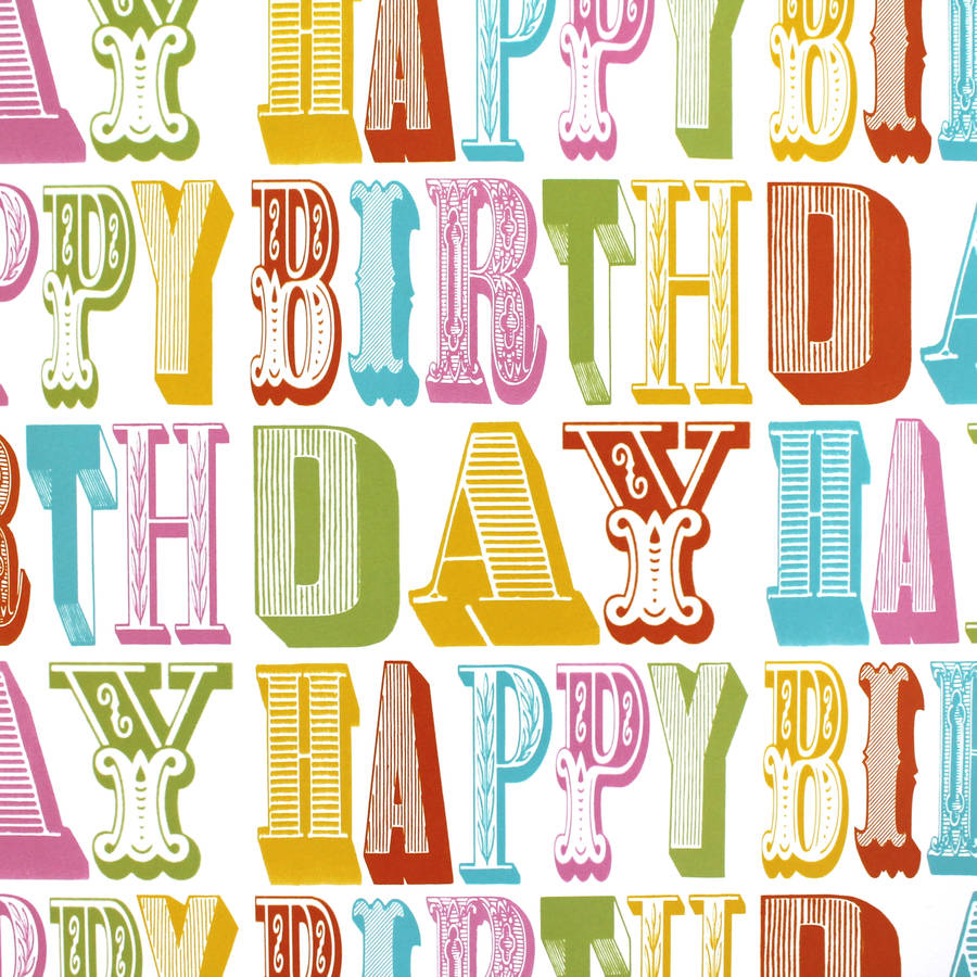 fancy birthday type wrapping paper two sheets by sukie