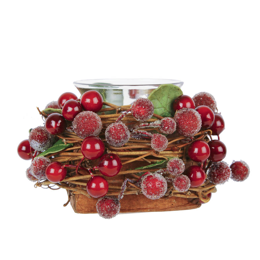 christmas berry tea light holder by the christmas home