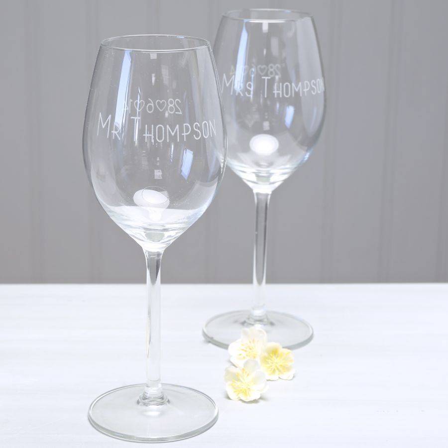 Personalised Engraved Date And Name Wine Glass By Lisa