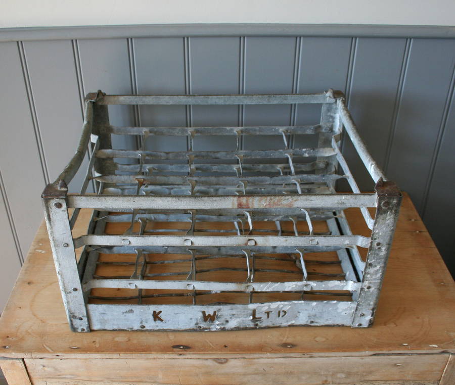 vintage metal milk crate by homestead store