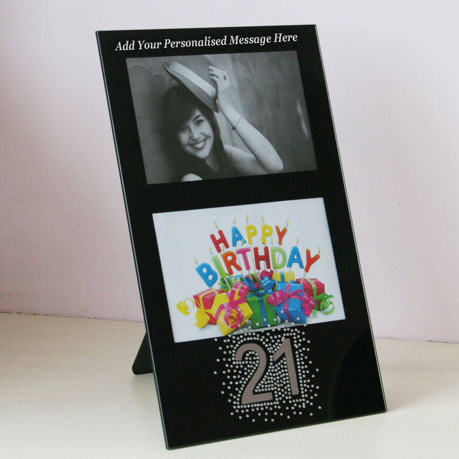 black personalised 21st birthday collage glass frame by