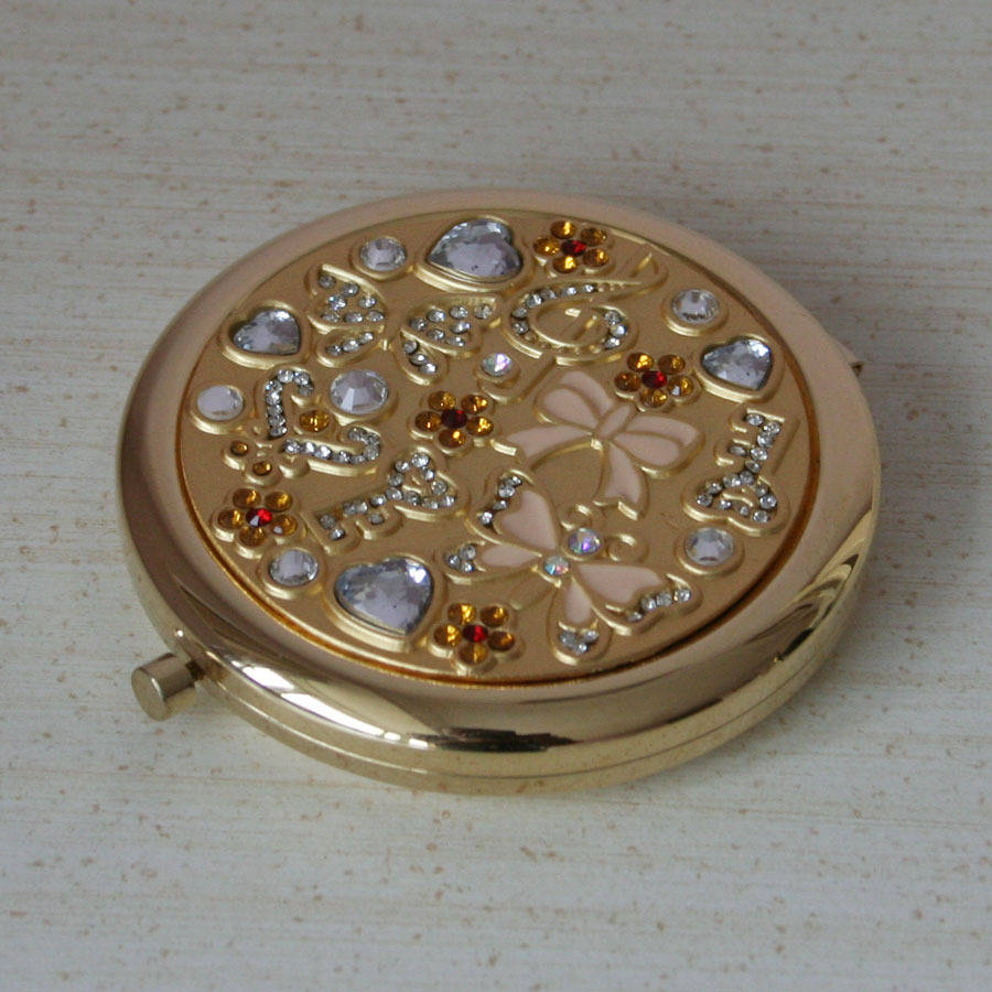engraved gold compact mirror celebrate style by