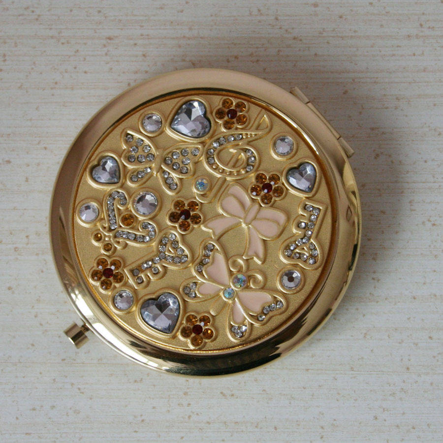 engraved gold compact mirror celebrate style by