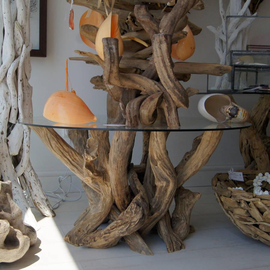 round driftwood coffee table 40cm high by karen miller doris brixham