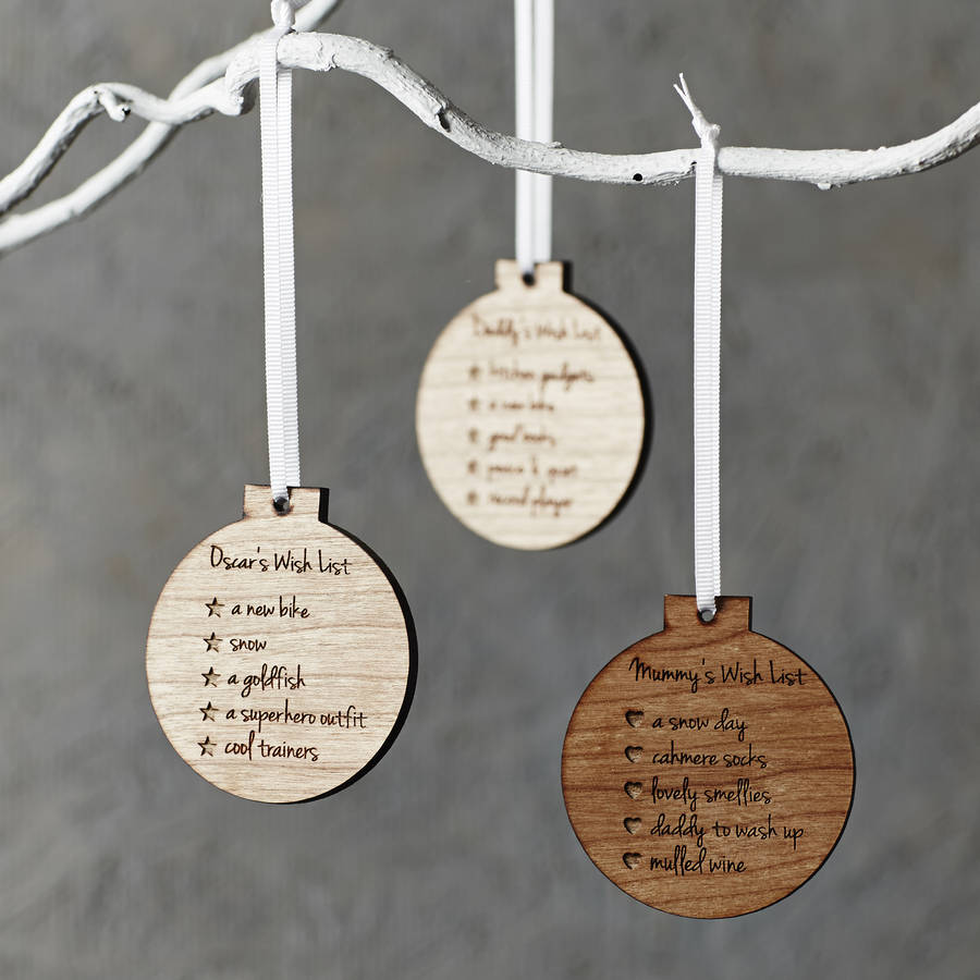personalised christmas list bauble decoration by sophia victoria joy