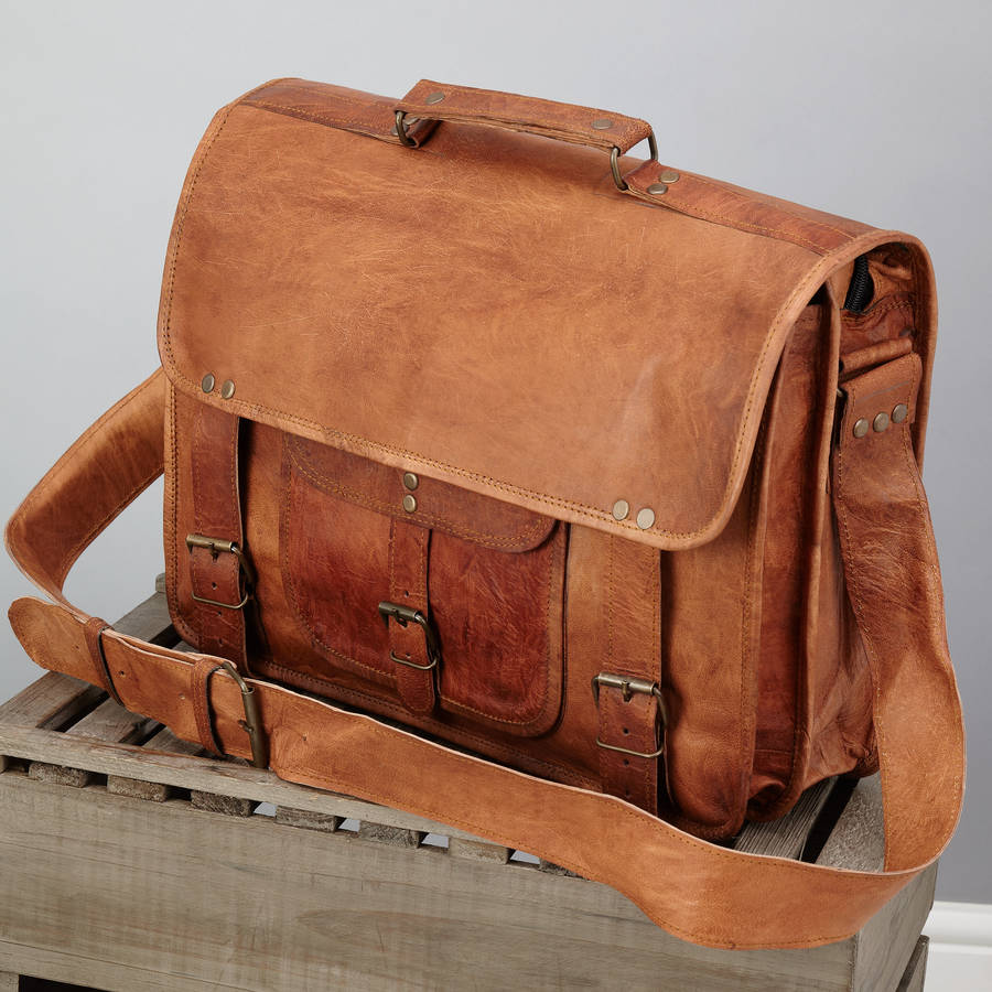handmade leather laptop bag by vida vida | 0