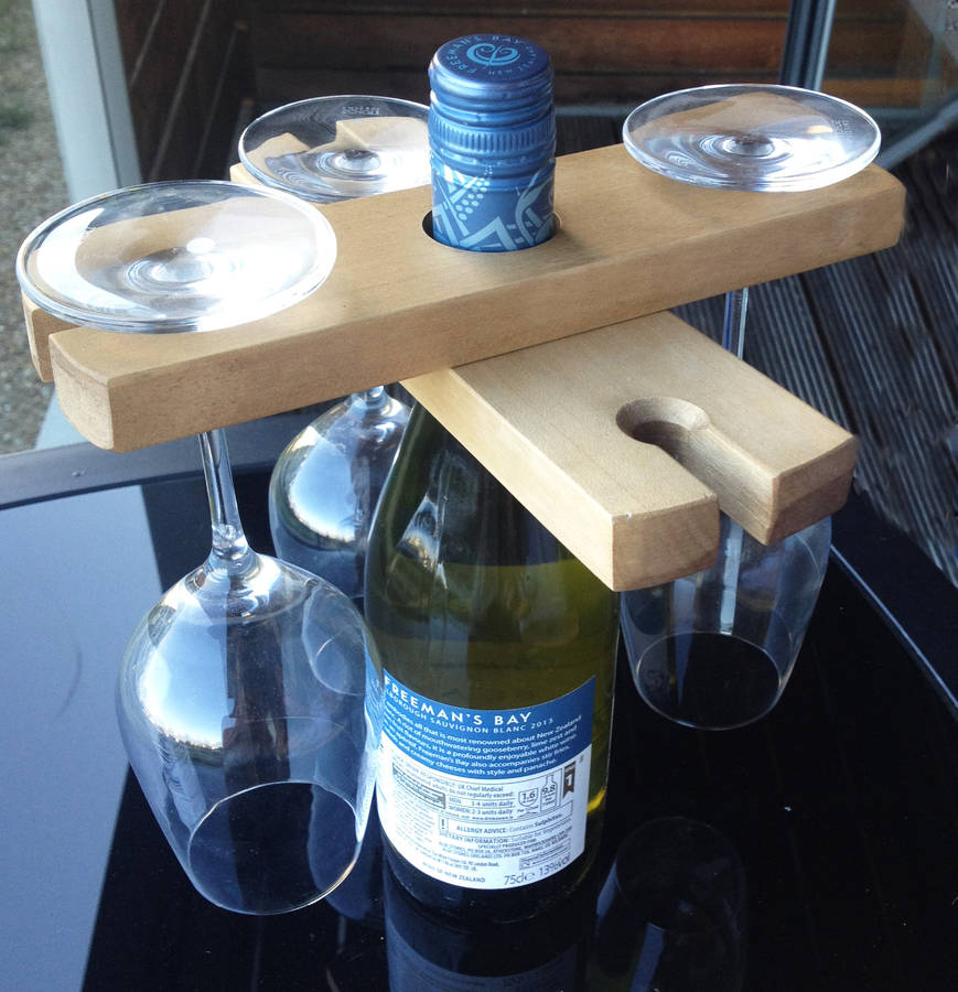 wooden wine and glasses storage caddy by alphs (alphabet interiors
