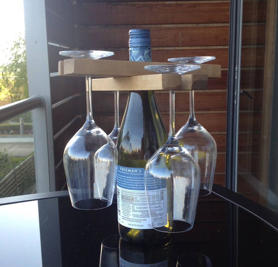 wooden wine and glasses storage caddy by alphs (alphabet interiors