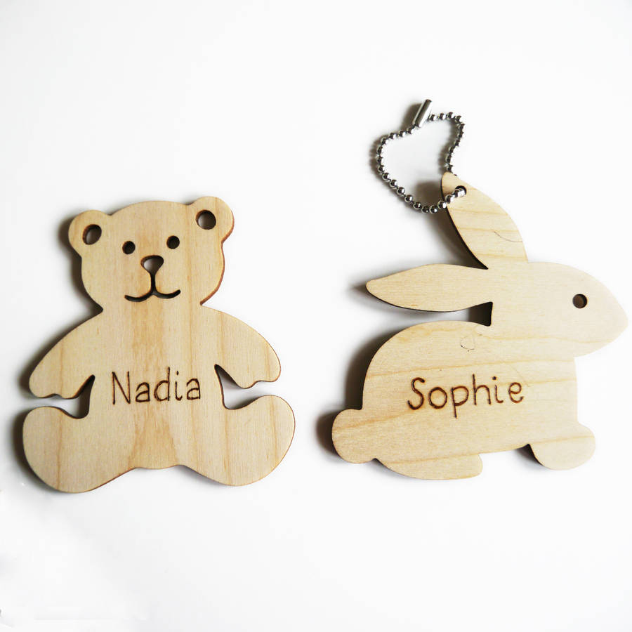 personalised cute animal keyring by cairn wood design