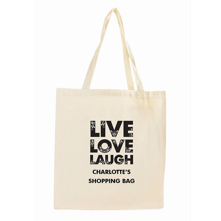 Personalised 'live, Love, Laugh' Tote Bag By Hope And Willow 