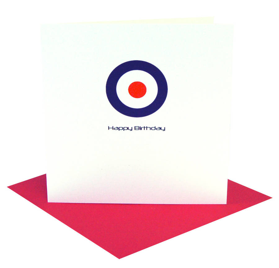 mod target vintage print birthday card by made with love designs ltd
