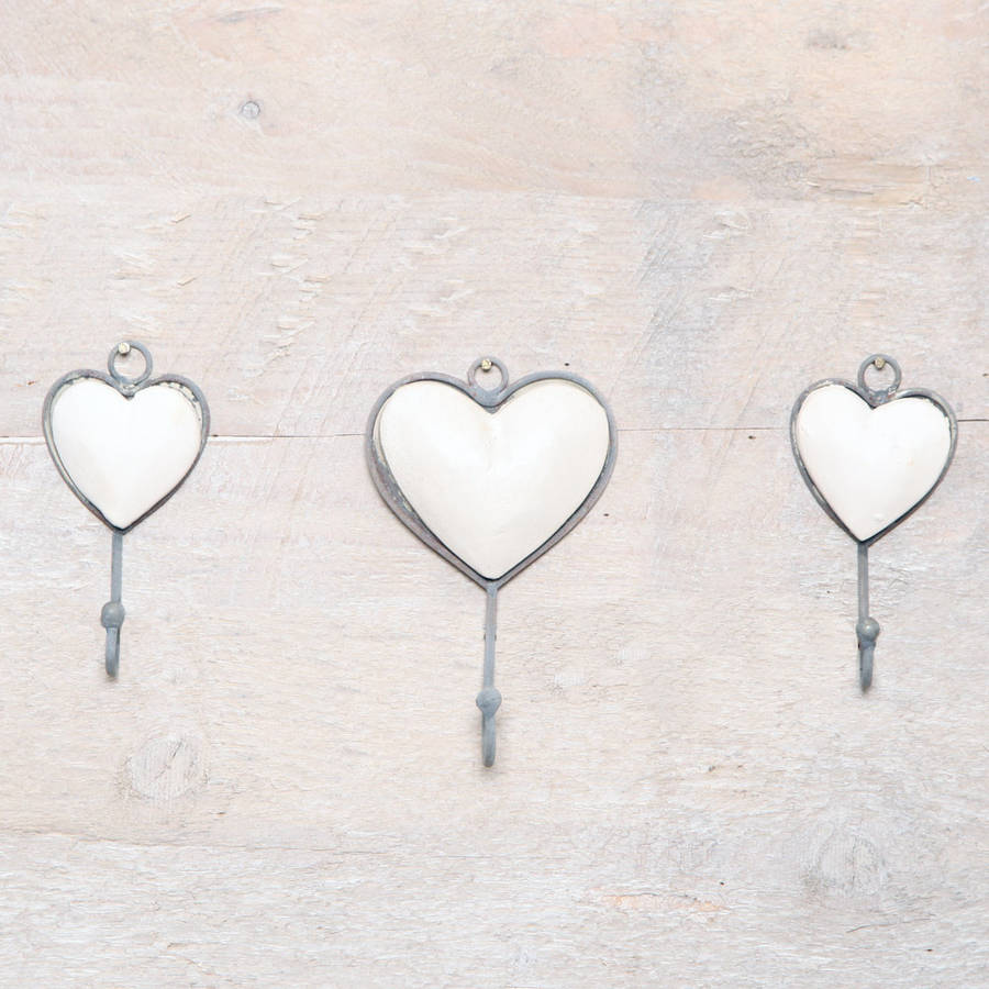 small white heart wall hook by red berry apple