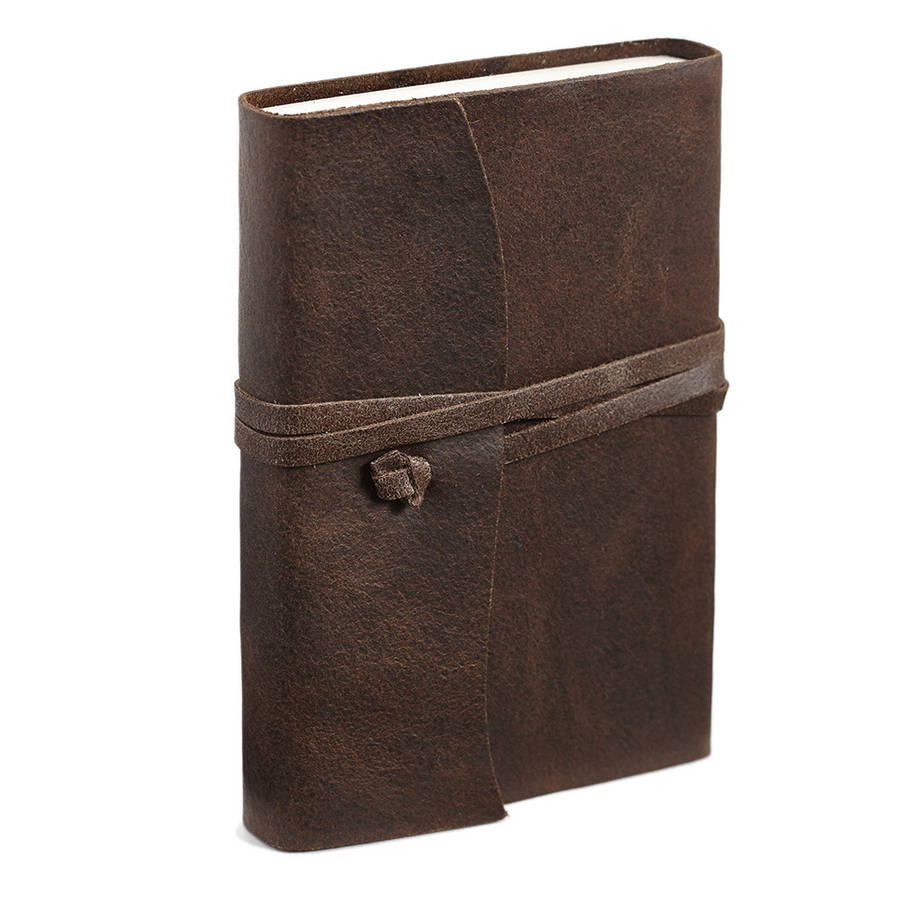 personalised leather journal with tie by life of riley