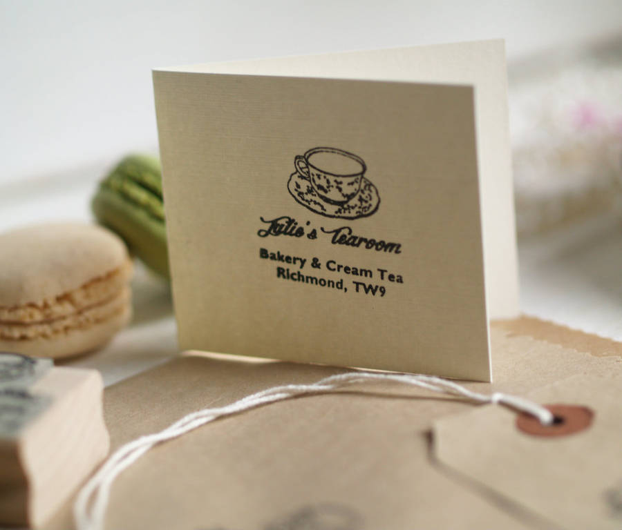 'tearoom and cake shop' personalised rubber stamp by pretty rubber