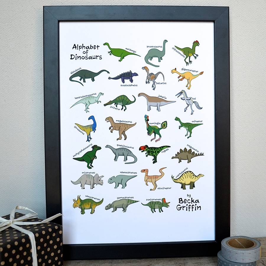 Dinosaur Alphabet Print By Becka Griffin Illustration 