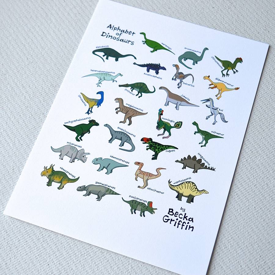 dinosaur alphabet print by becka griffin illustration