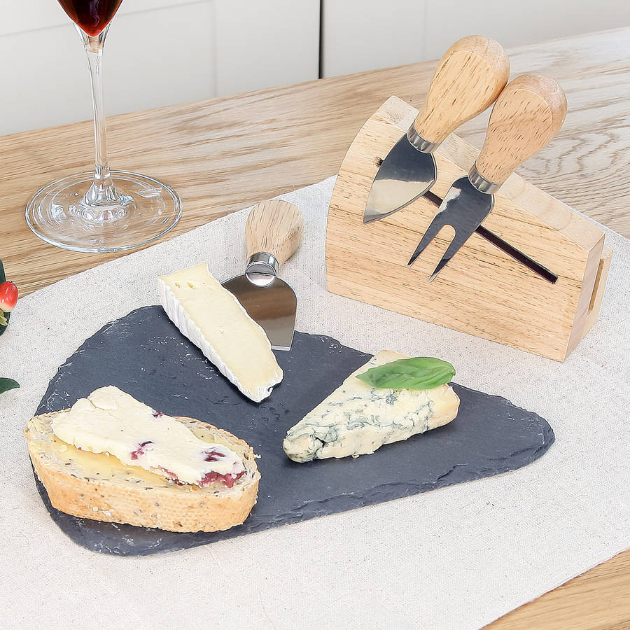 knives ALFRESCO board KNIVES GIFT cheese SET  DIBOR AND > set BOARD SLATE > gift CHEESE CHEESE