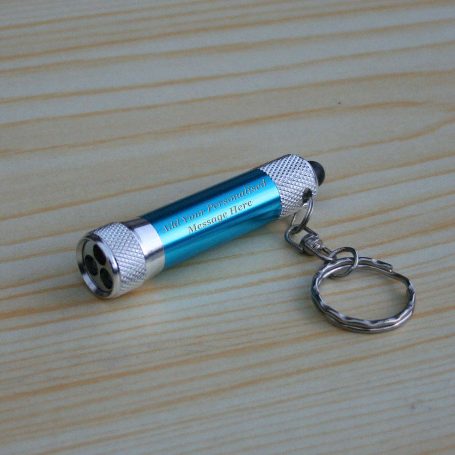 personalised led mini torch keyring black by