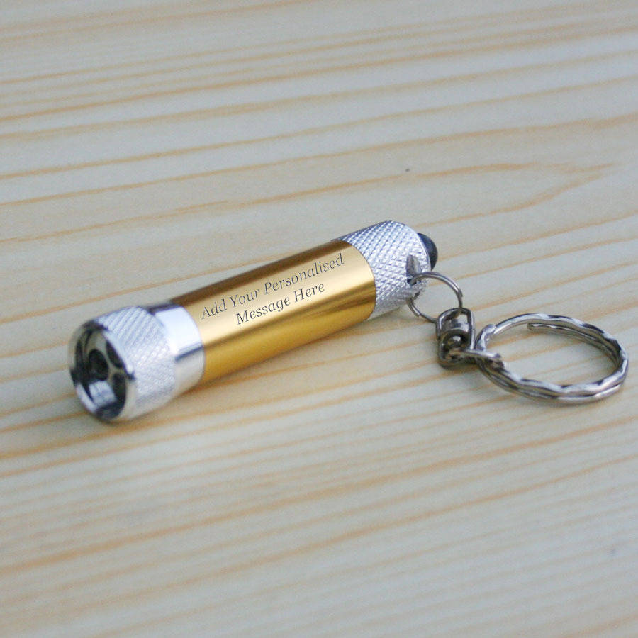 personalised led mini torch keyring black by