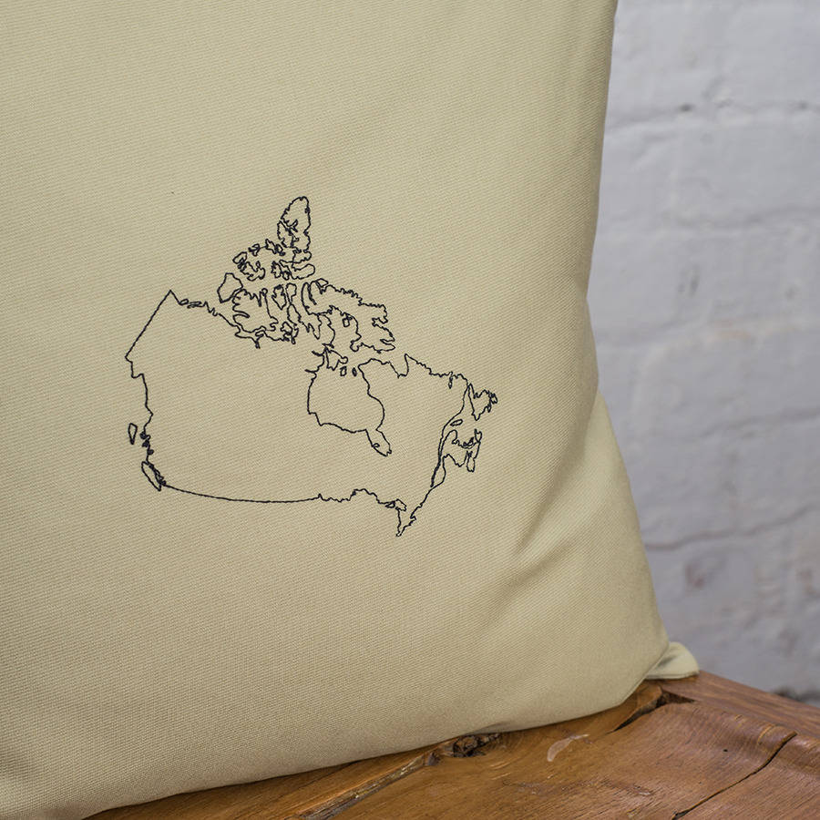 personalised canada map cushion cover by thread squirrel