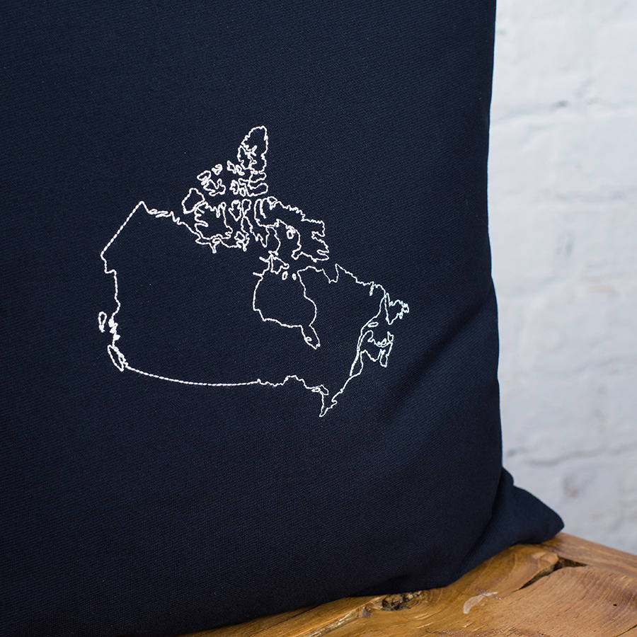 personalised canada map cushion cover by thread squirrel