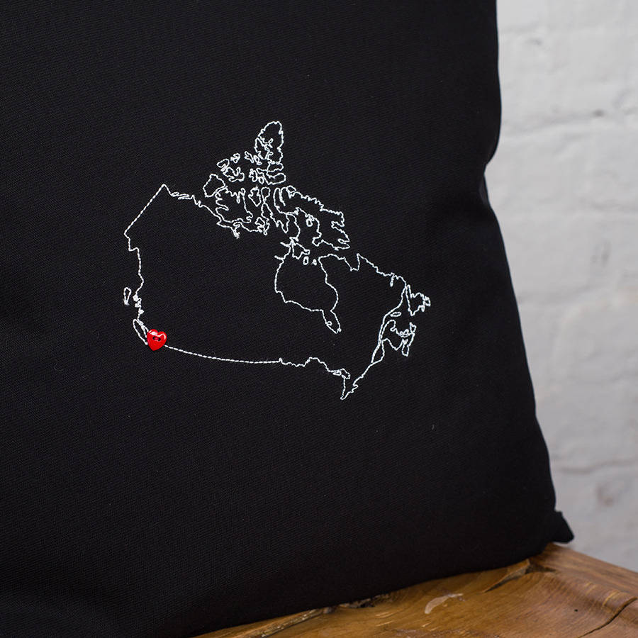 personalised canada map cushion cover by thread squirrel