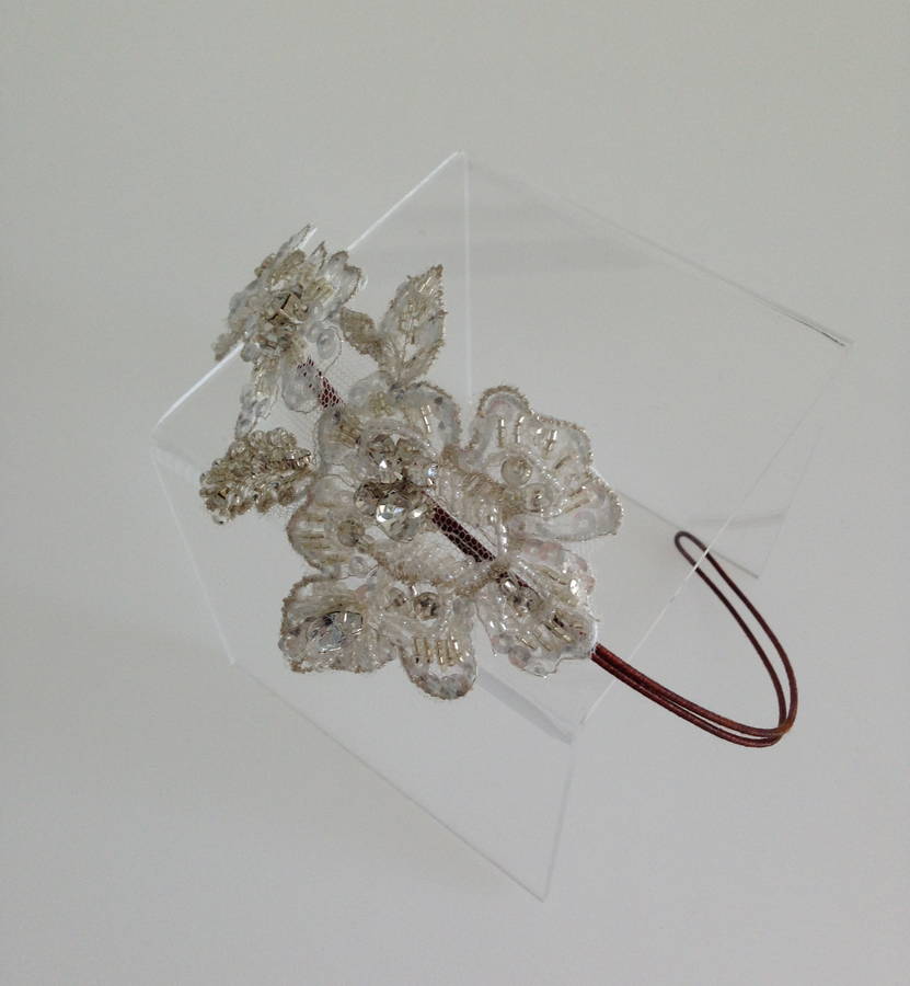 beaded lace hair comb / band 'gretta' by holly young millinery