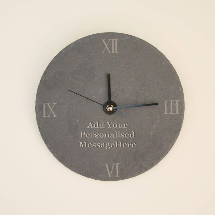 personalised slate wall clock by