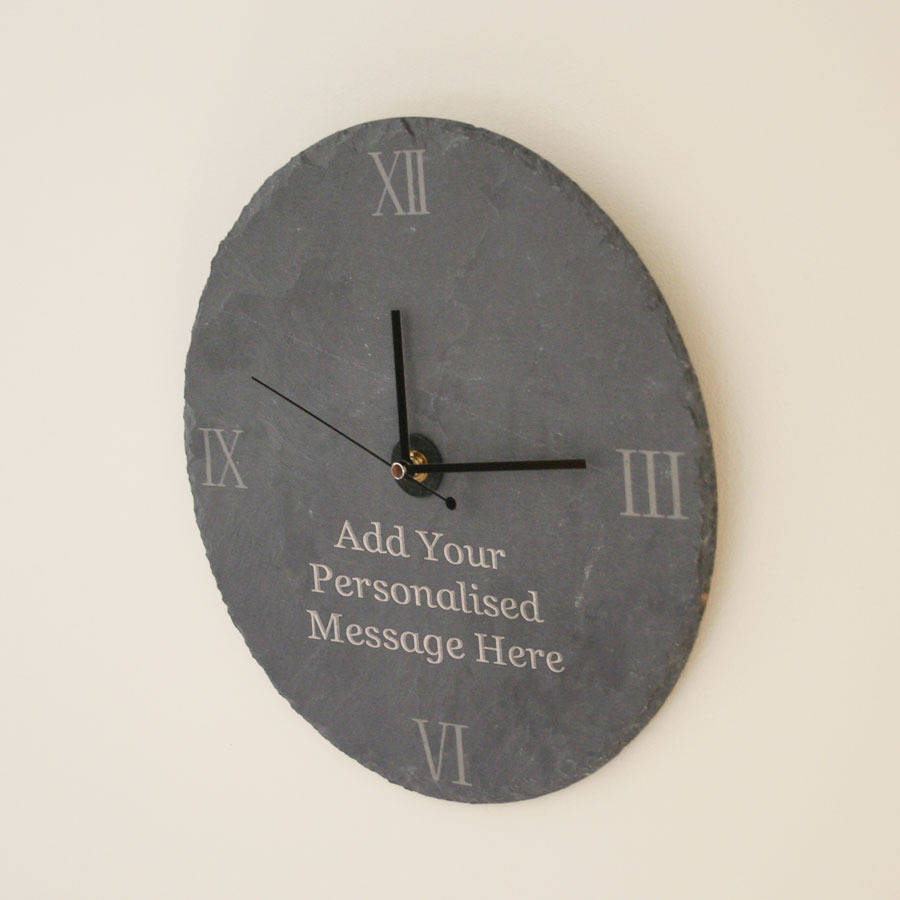 personalised slate wall clock by