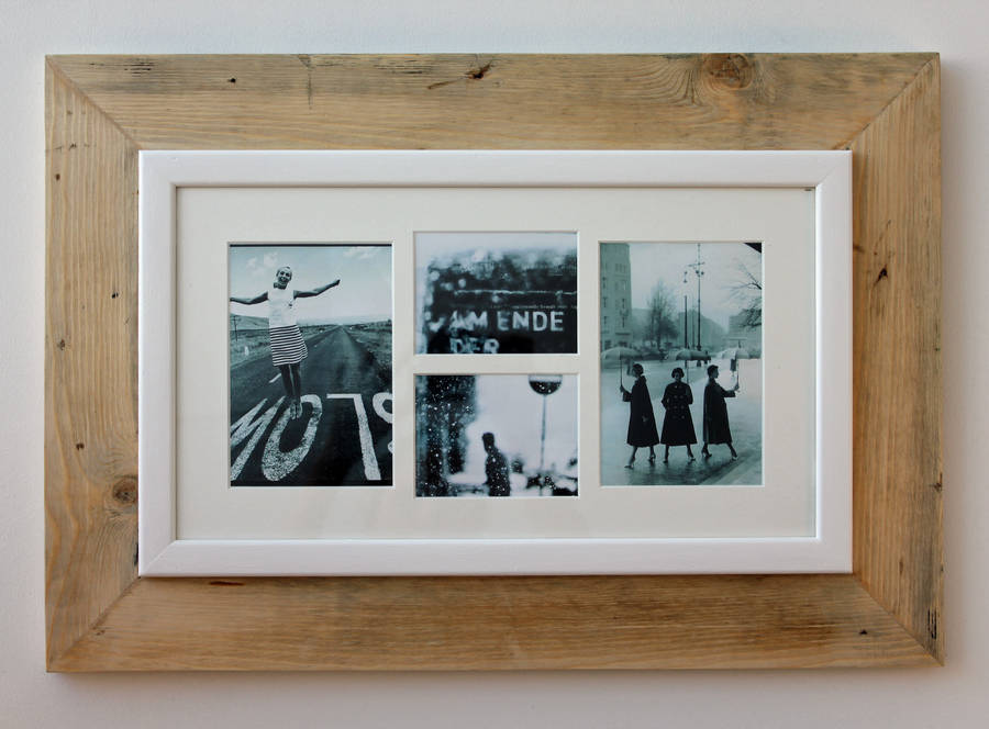reclaimed wooden multi aperture four photo frame by möa design