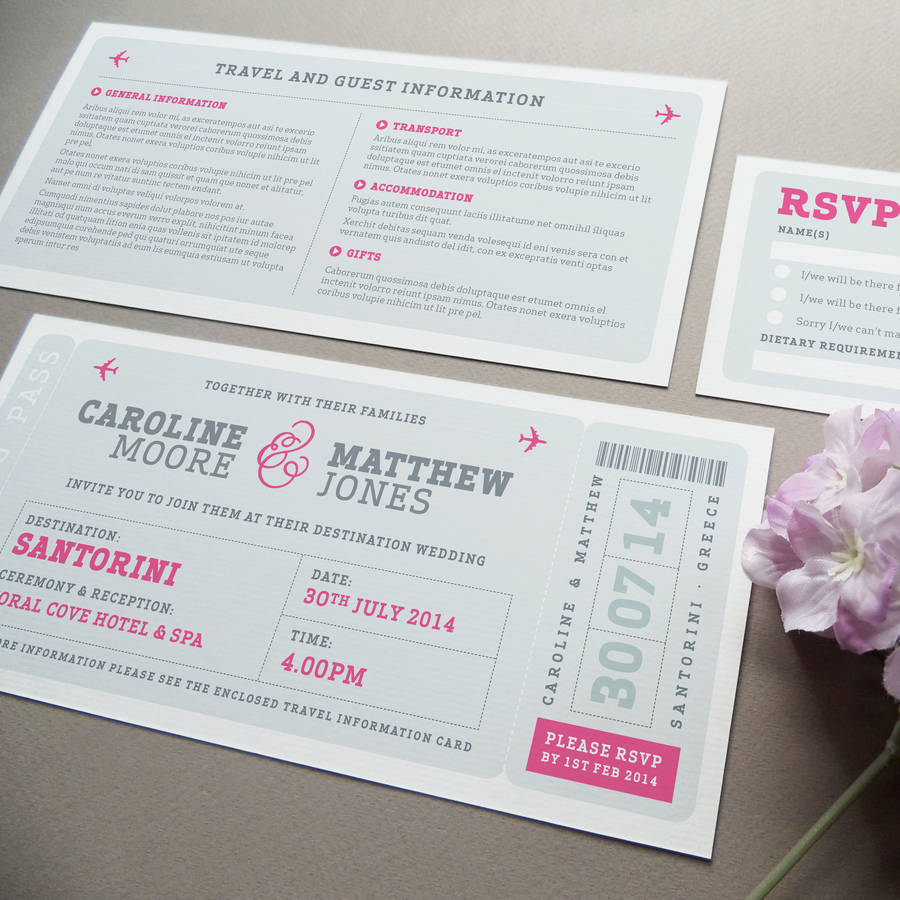 airline boarding pass wedding invitation by project pretty | notonthehighstreet.com