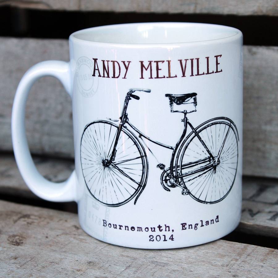 personalised mug 'vintage bike' design by lovehart