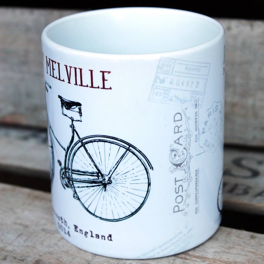 personalised mug 'vintage bike' design by lovehart