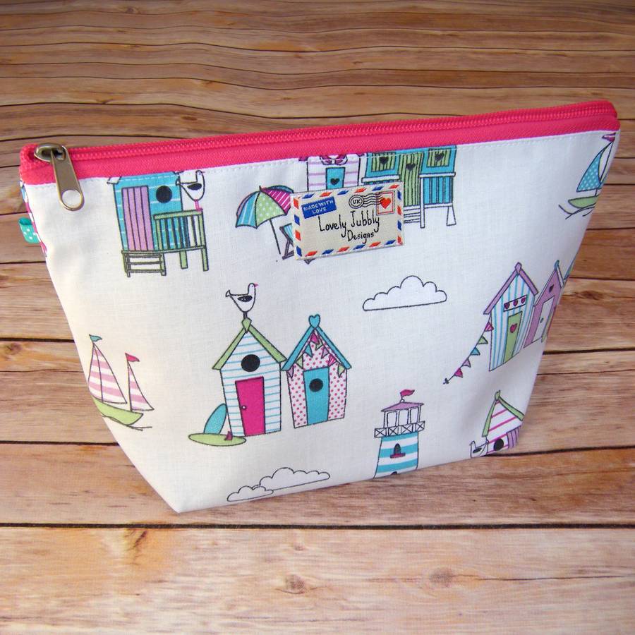 beach huts bunting nautical boat makeup wash bag by lovely jubbly