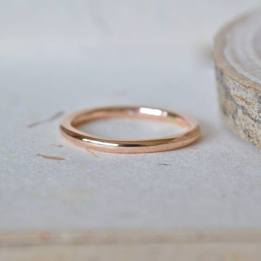 2mm rose gold wedding band by notes jewellery 