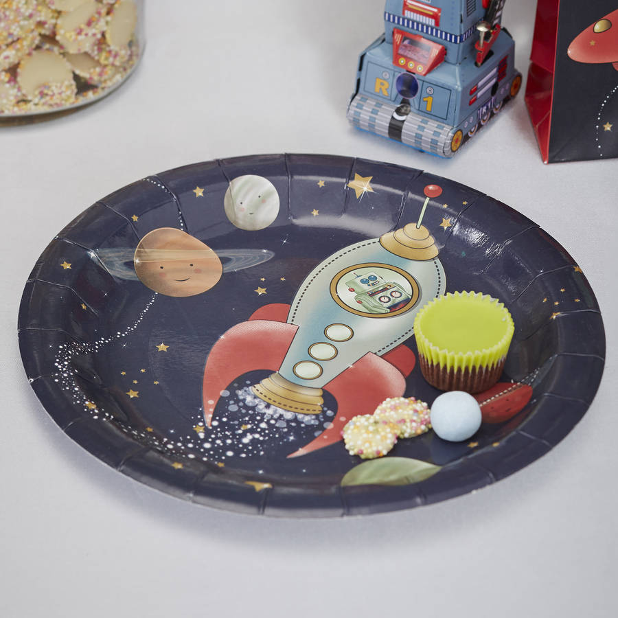 spaceship party paper plate by ginger ray