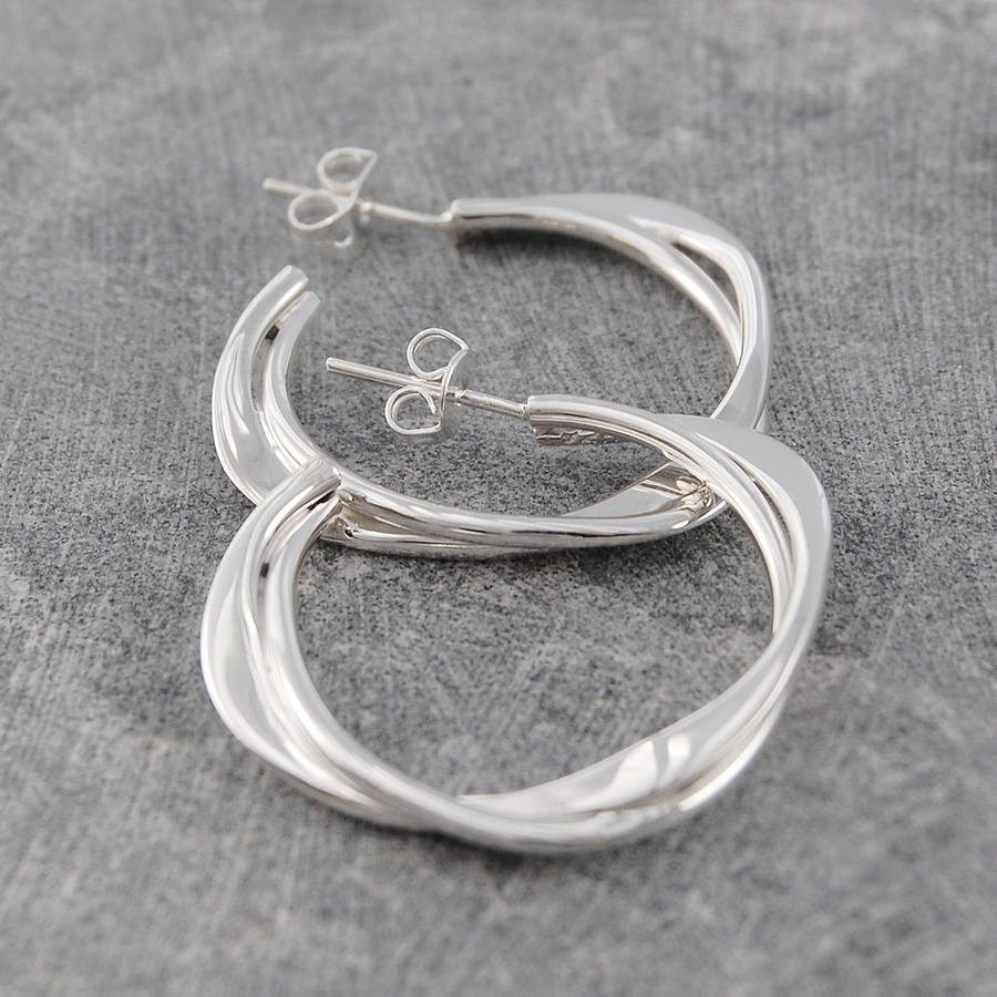 solid sterling silver interwoven hoop earrings by otis jaxon silver