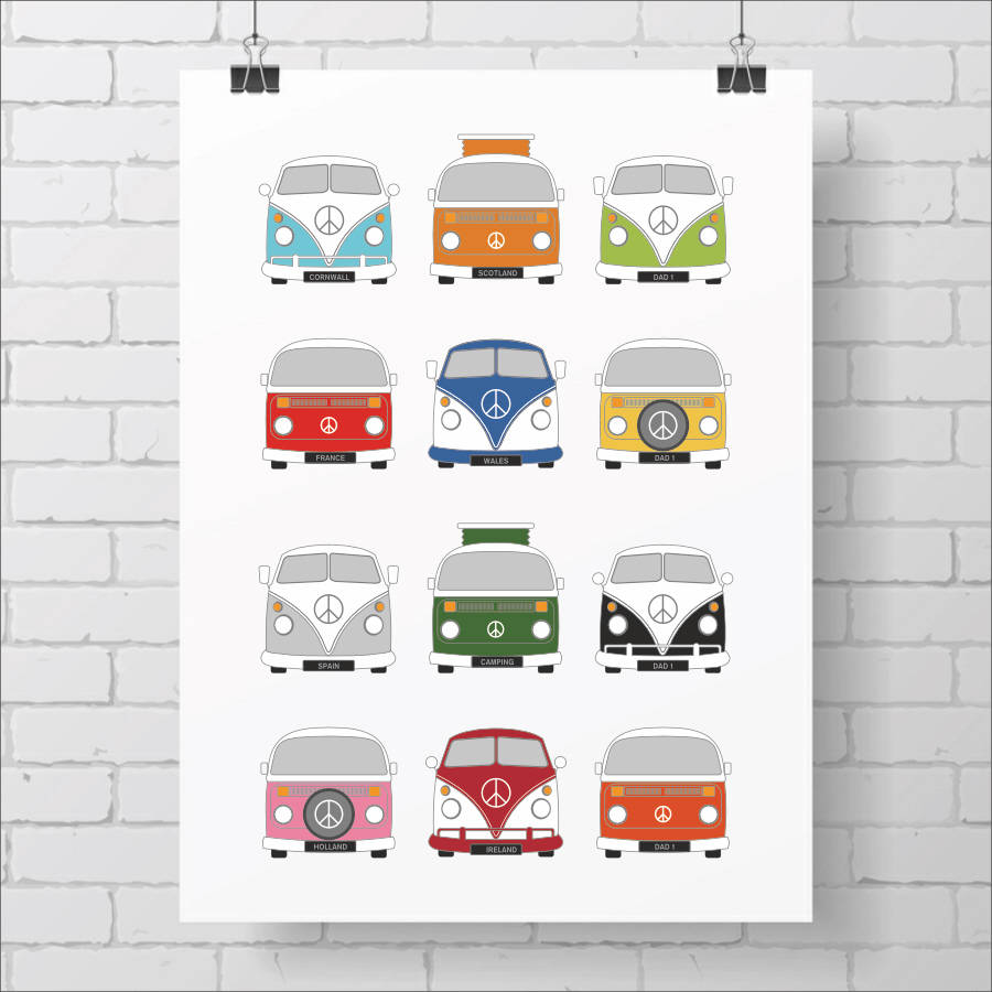 Personalised Campervan Print X12 By Kiaco 