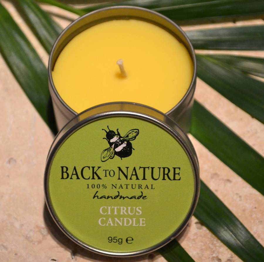 citrus natural aromatherapy candle by back to nature skincare