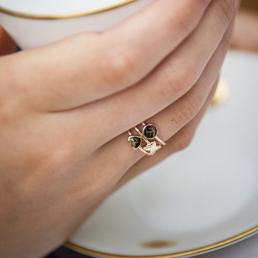 women's personalised initial stacking rings by merci maman
