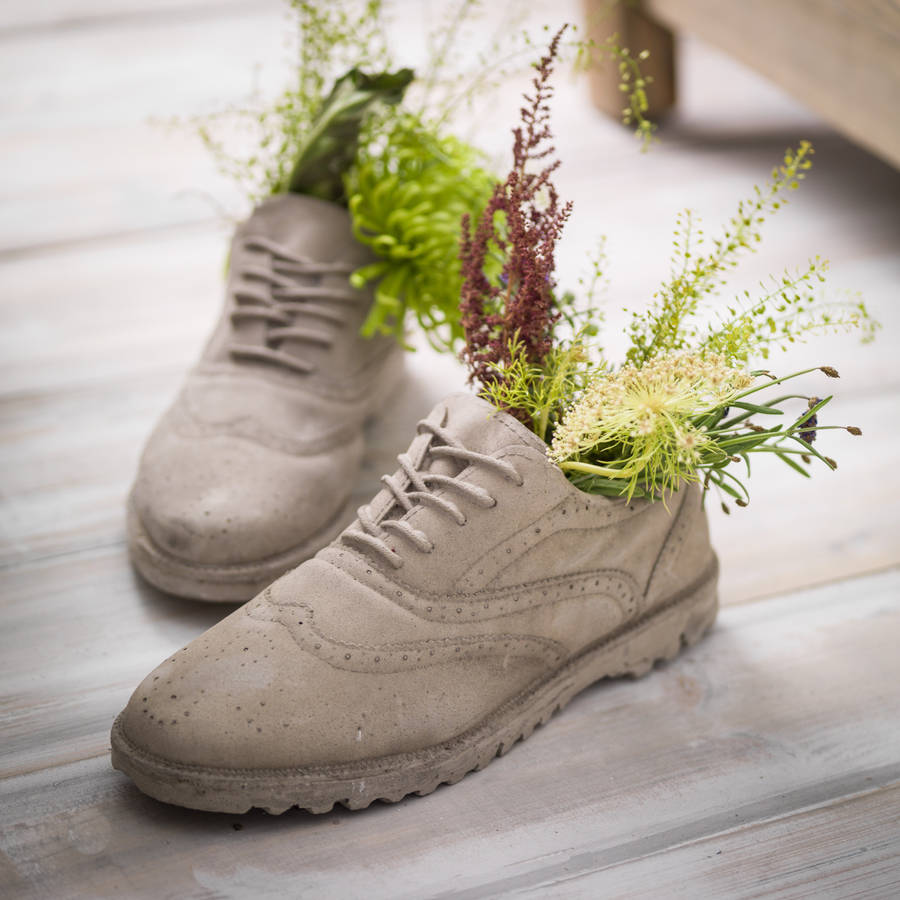 concrete brogue shoes plant pots by thelittleboysroom