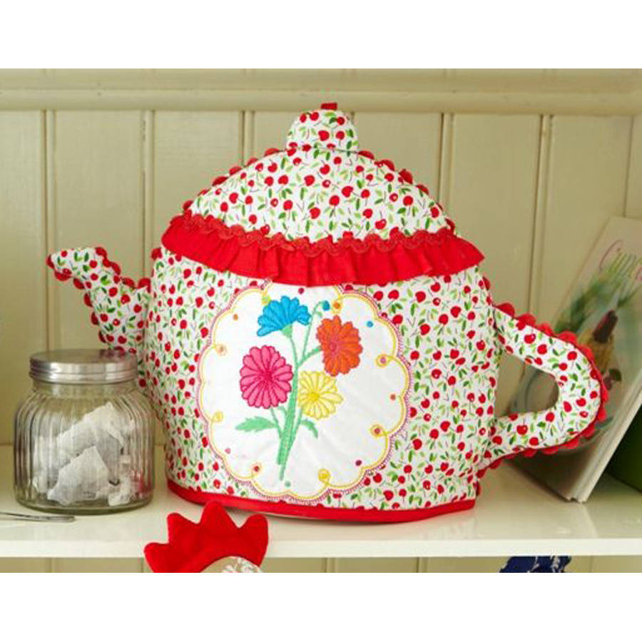 cherry ditsy tea pot shaped tea cosy by ulster weavers