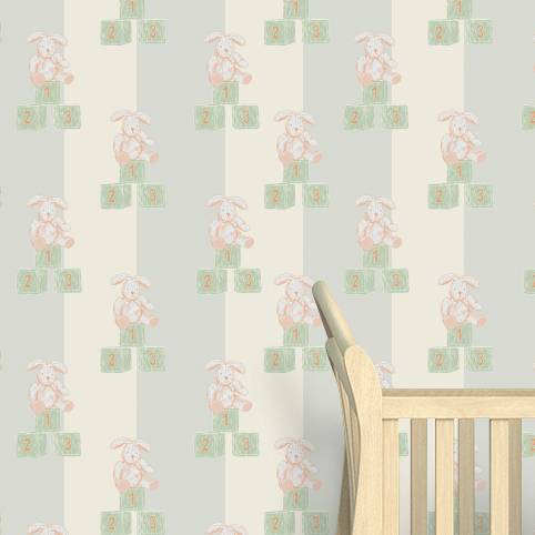 rabbit and blocks nursery wallpaper by snuugle | notonthehighstreet.com