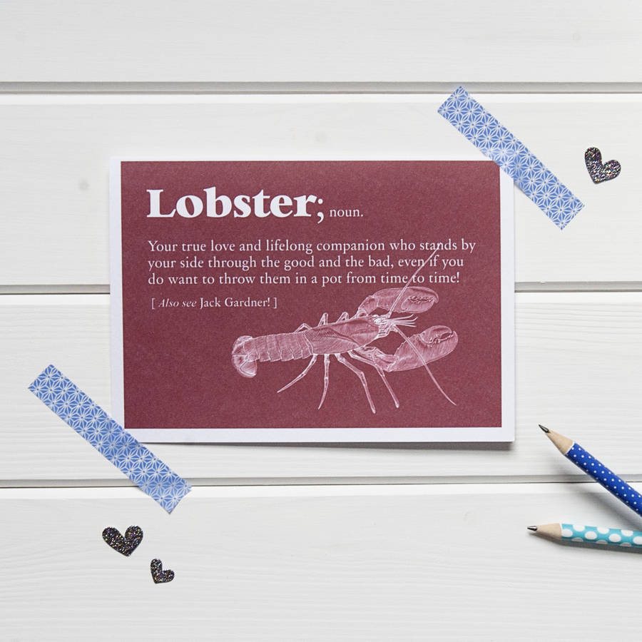 personalised 'lobster' dictionary definition card by betsy benn