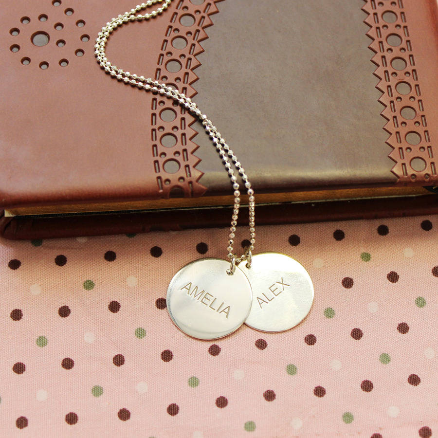 personalised engraved name discs necklace by anna lou of london