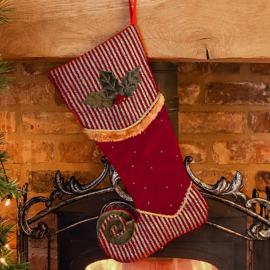 luxury velvet elf christmas stocking by dibor luxury velvet elf christmas stocking by dibor