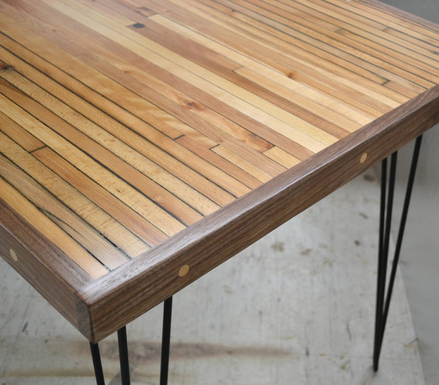 small dining table maple and walnut hairpin legs by wicked boxcar