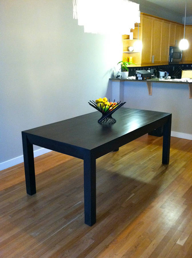 black dining table oak parsons design by wicked boxcar