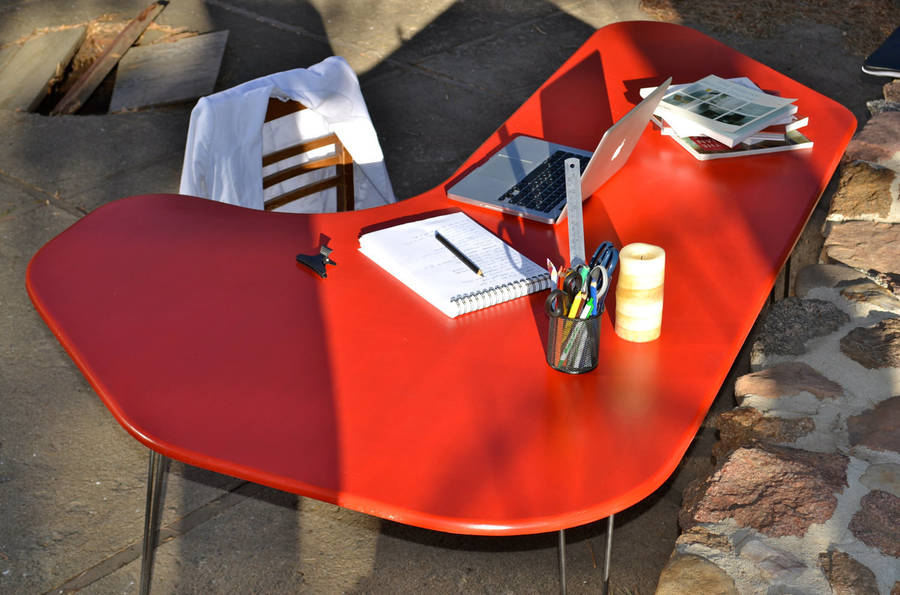 desk red mid century modern by wicked boxcar